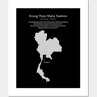 Bangkok Thailand: Longest City Name (ceremonial); "Krung Thep Maha Nakhon" on a Dark Background Posters and Art